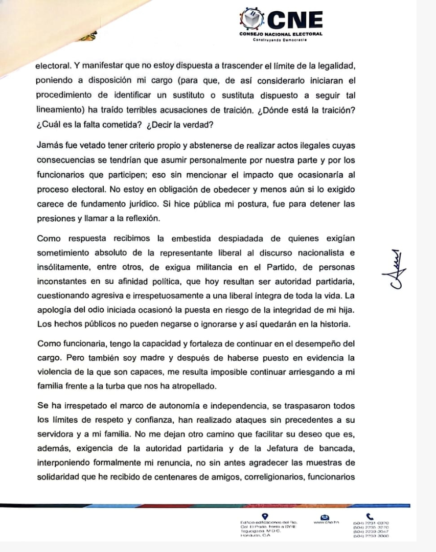 Renuncia de Ana Paola Hall